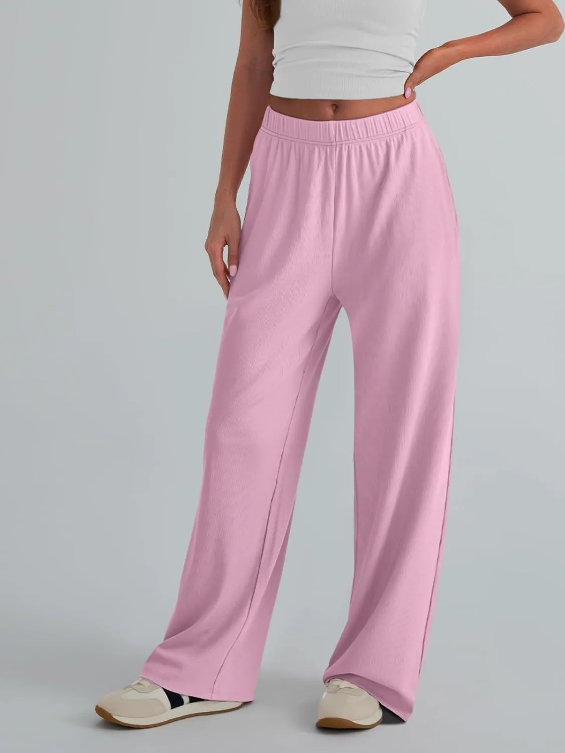 Trendy Queen Womens Wide Leg Pants Sweatpants Comfy Lounge Baggy Flowy Ribbed Pajama Pants Fall Fashion Clothes Outfits 2025