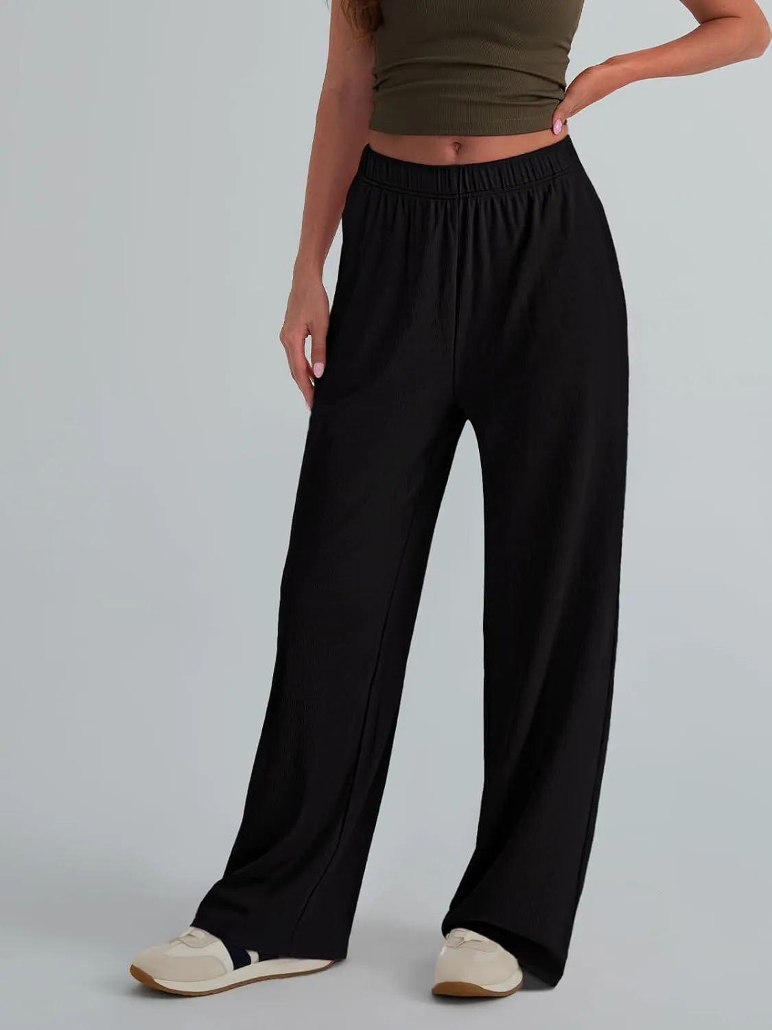 Trendy Queen Womens Wide Leg Pants Sweatpants Comfy Lounge Baggy Flowy Ribbed Pajama Pants Fall Fashion Clothes Outfits 2025