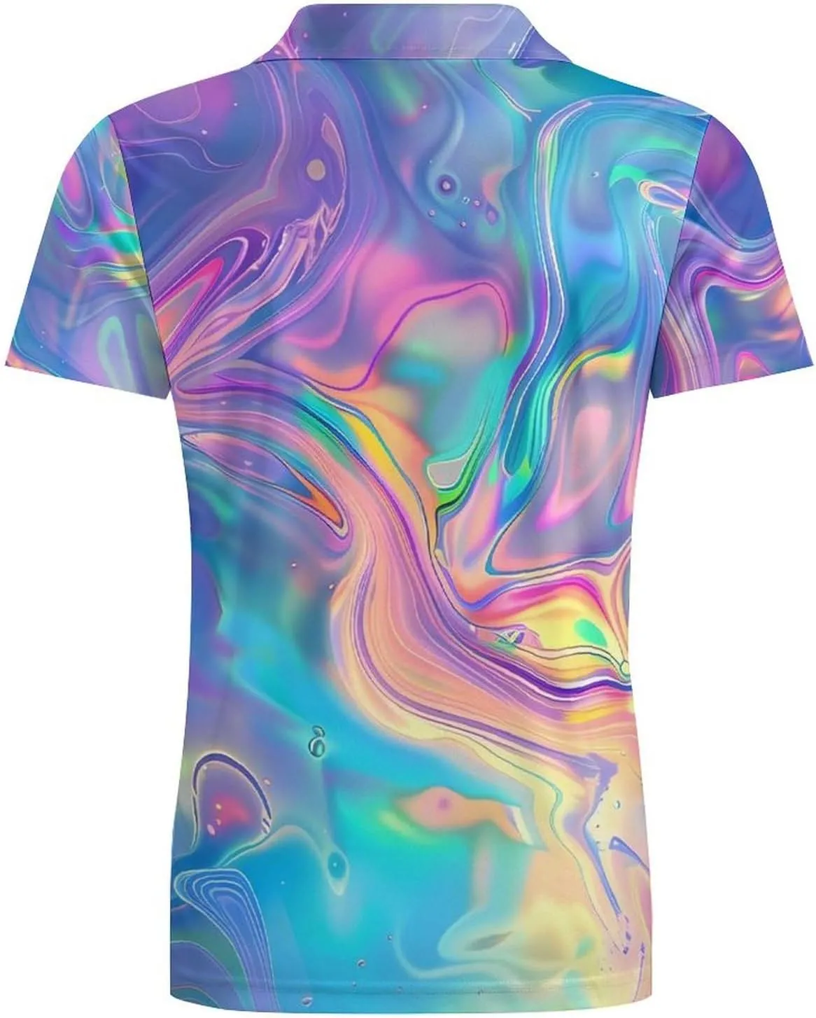 Trippy Abstract Classic Polo Shirts for Men Quick Dry Short Sleeve Fit Golf Tees Casual Tops