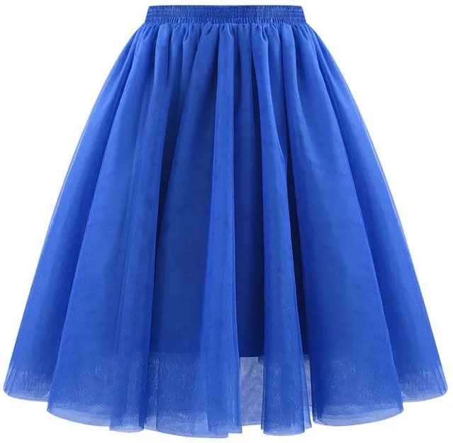 Tutu Skirts for Women Layered Ballet Dress Tulle Midi Knee Length Puffy Skirt 2025 Fashion Summer Boho Dresses