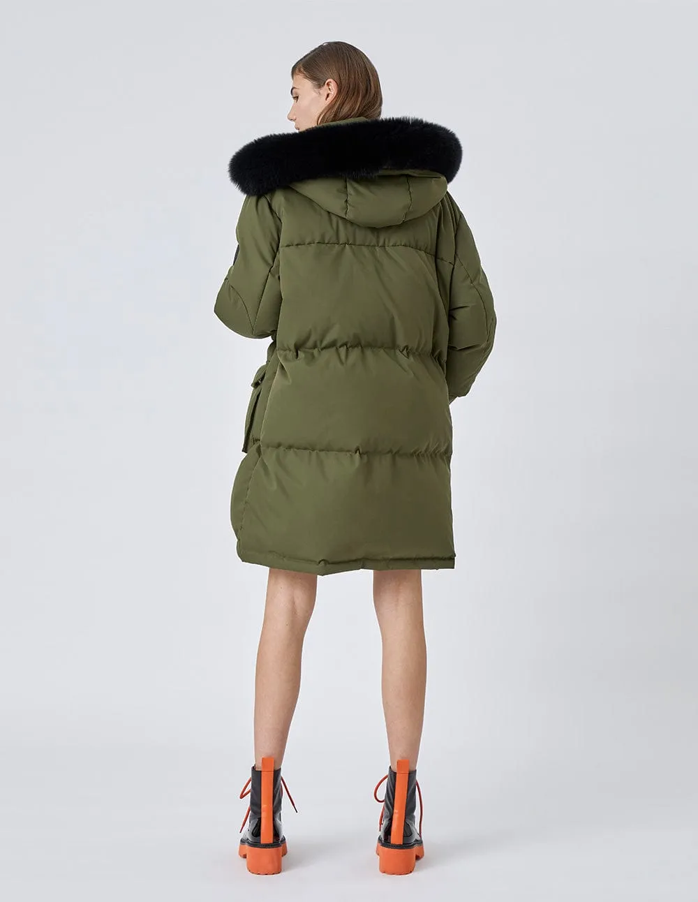 Unisex Green Long Down Jacket