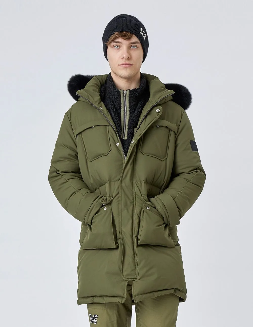 Unisex Green Long Down Jacket