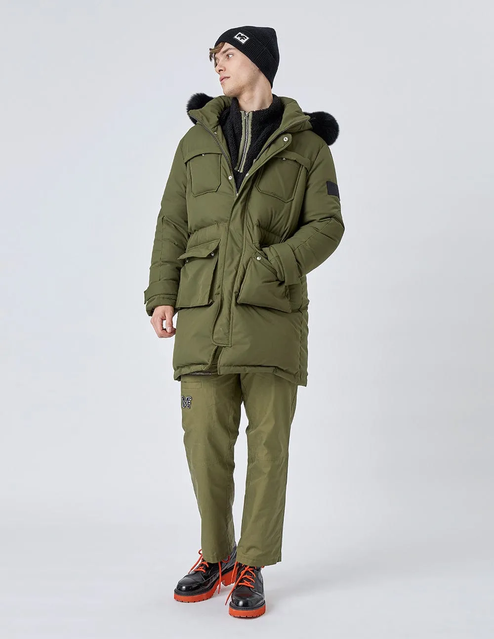 Unisex Green Long Down Jacket