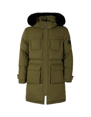 Unisex Green Long Down Jacket