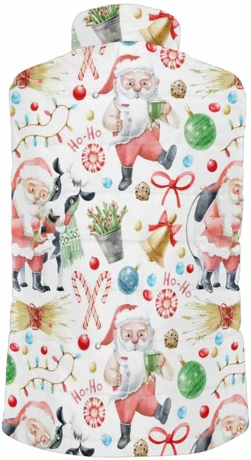 Vest For Men Christmas Pattern Mens Puffer Lightweight Vest Outdoor Winter Casual Warm Zip-Up Sleeveless