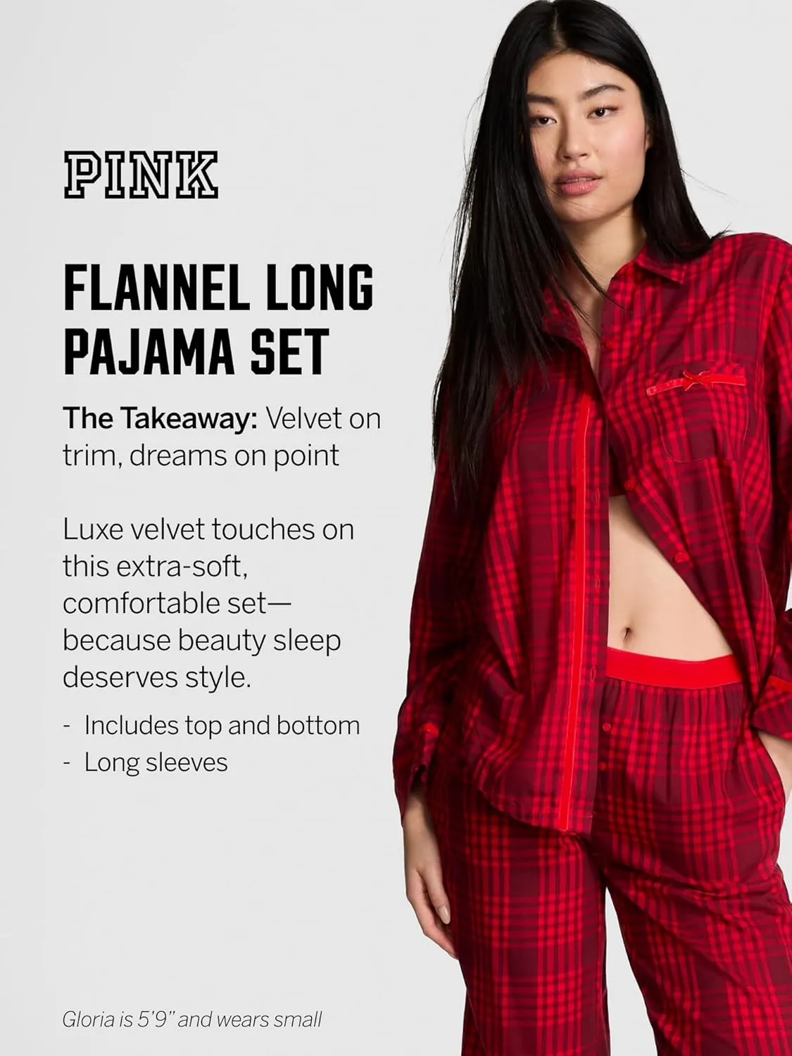 Victoria's Secret PINK Flannel Pajama Set, Long Sleeve Button Down Shirt & Pants, Sleepwear for Women (XS-XXL)