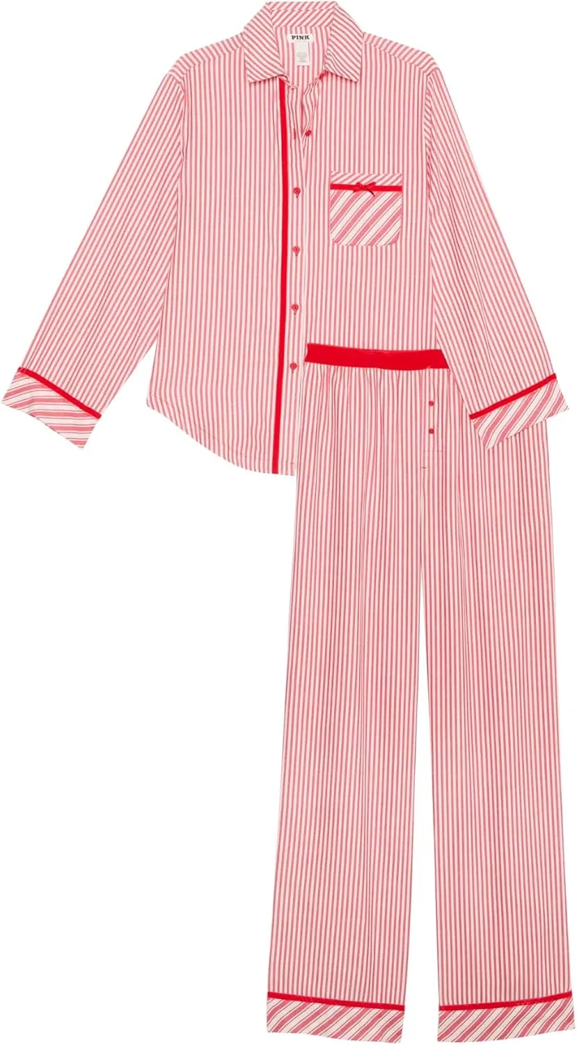 Victoria's Secret PINK Flannel Pajama Set, Long Sleeve Button Down Shirt & Pants, Sleepwear for Women (XS-XXL)
