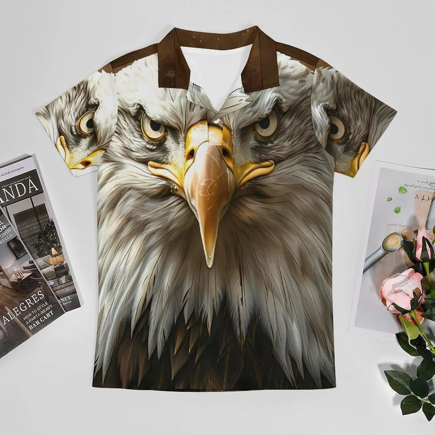 Vintage Eagle Classic Polo Shirts for Men Quick Dry Short Sleeve Fit Golf Tees Casual Tops