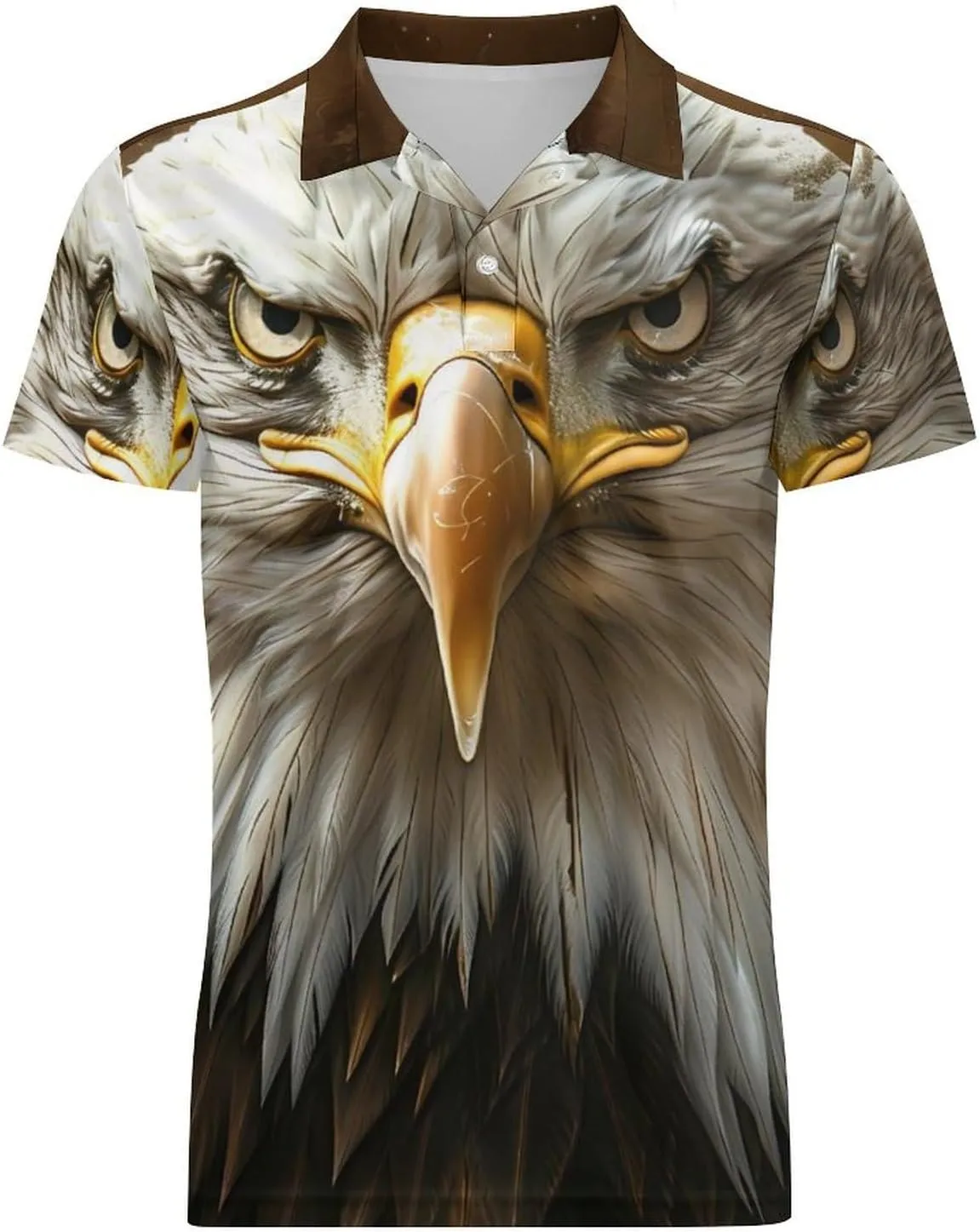 Vintage Eagle Classic Polo Shirts for Men Quick Dry Short Sleeve Fit Golf Tees Casual Tops