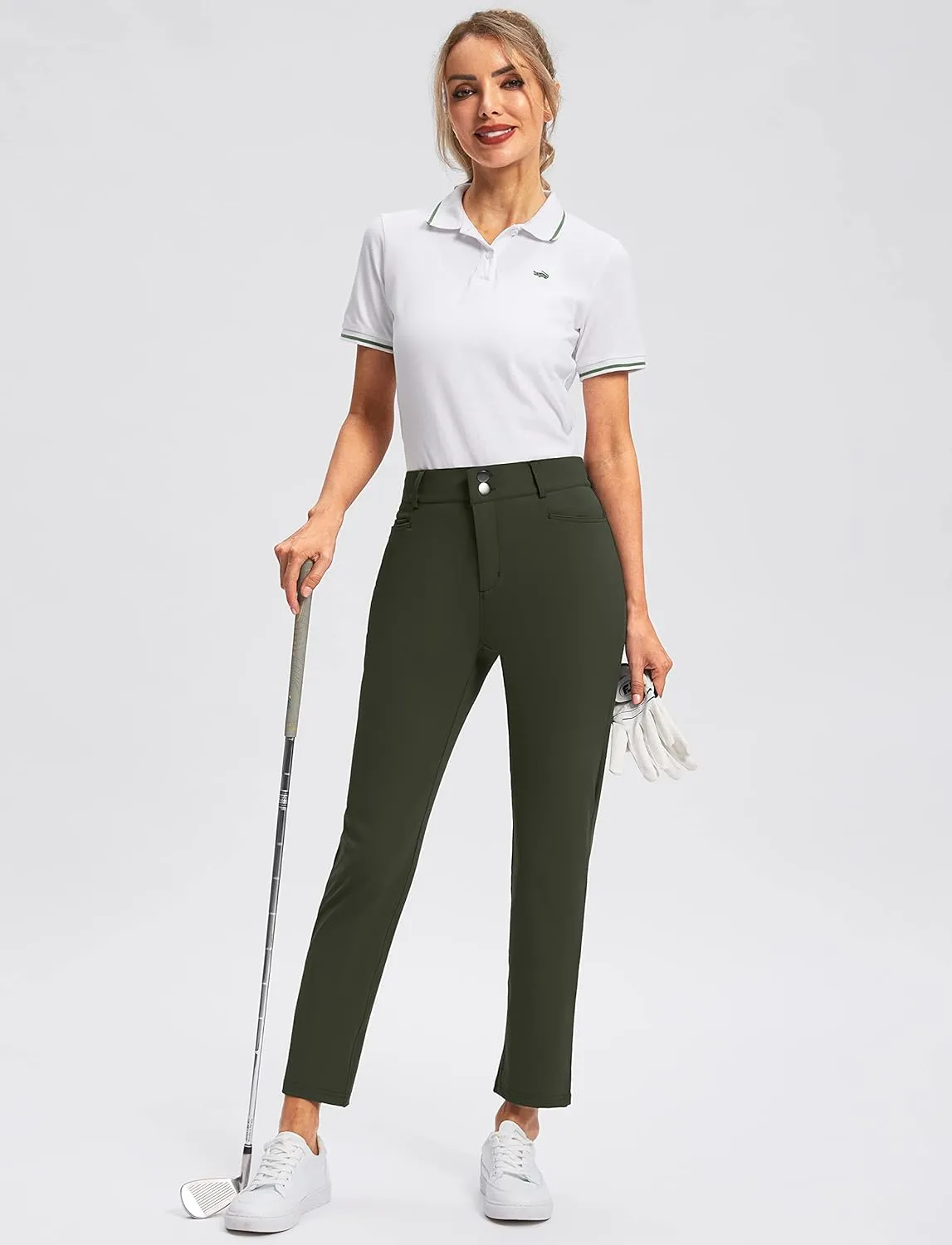 Viodia Women's Golf Pants with Zipper Pockets 7/8 Stretch Ankle Pants for Women Travel Casual Work