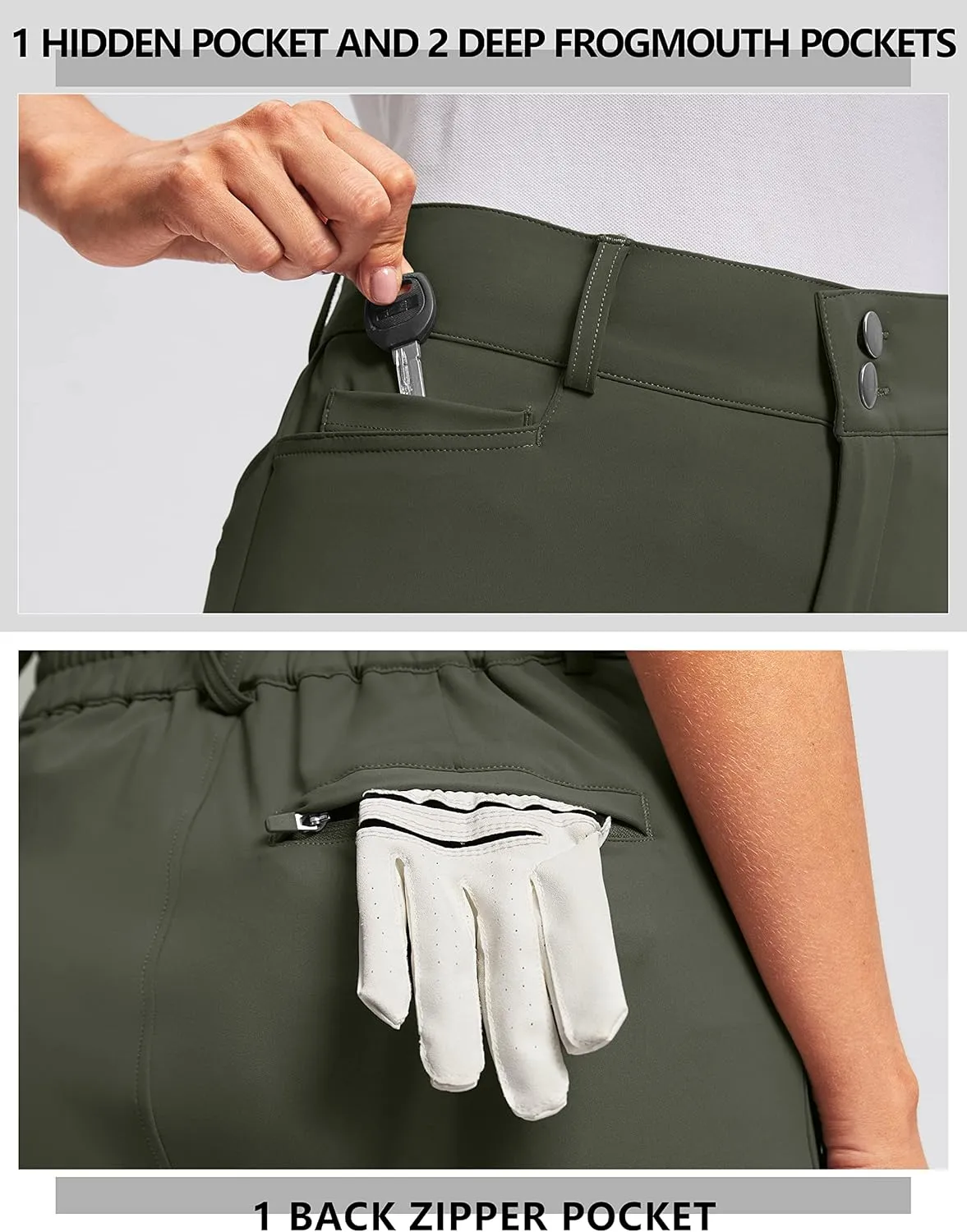 Viodia Women's Golf Pants with Zipper Pockets 7/8 Stretch Ankle Pants for Women Travel Casual Work