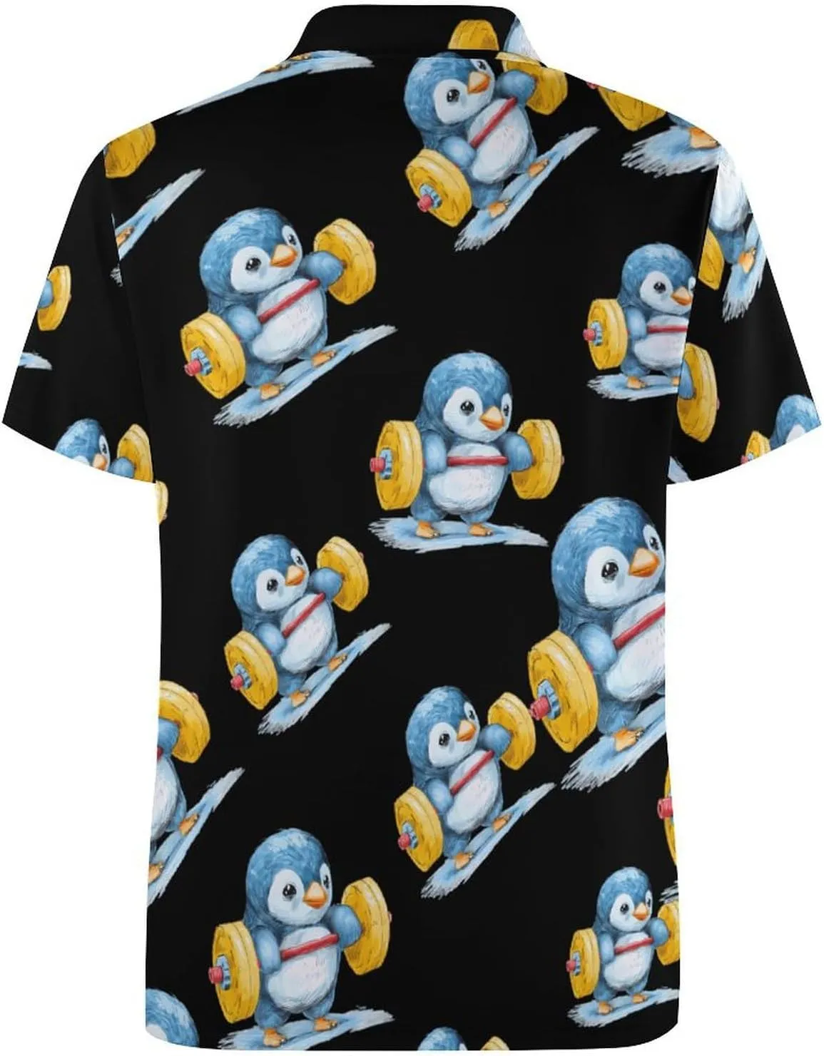 Weightlifting Penguin Mens Polo Shirts Quick Dry Short Sleeve T-shirts Slim Tennis Collared Tees Tops