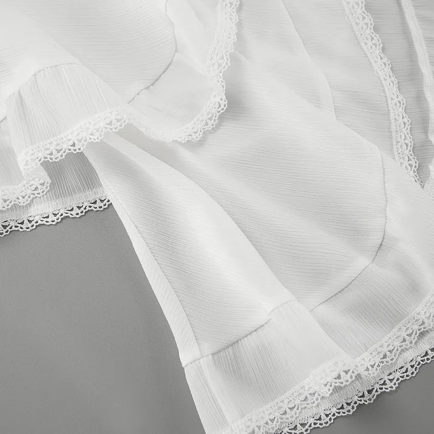 White Lace A Swing Loose Skirt