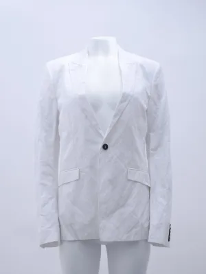White Light Cotton Mix Crinkle Tailored Classic Blazer