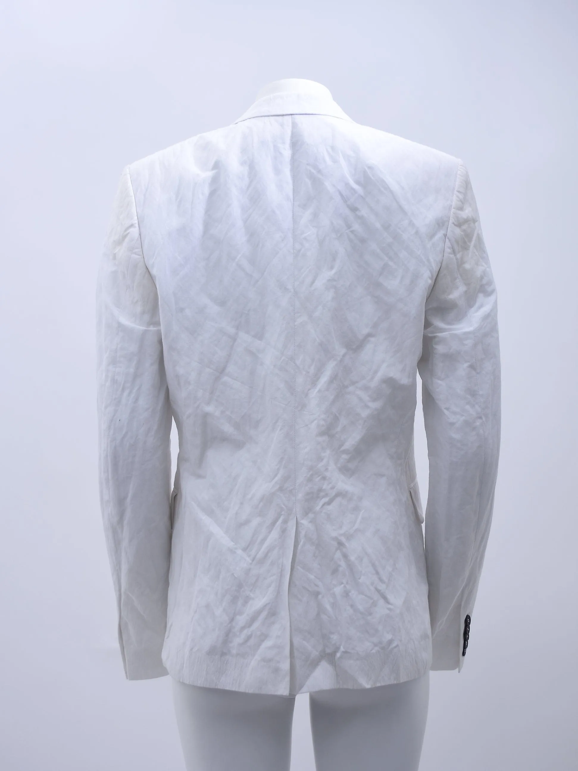 White Light Cotton Mix Crinkle Tailored Classic Blazer