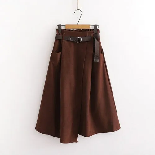 Women Casual Skirts 2021 Spring And Autumn Solid High Waist Irregular