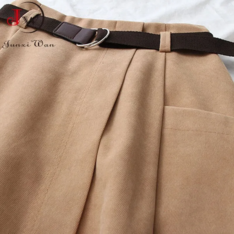 Women Casual Skirts 2021 Spring And Autumn Solid High Waist Irregular