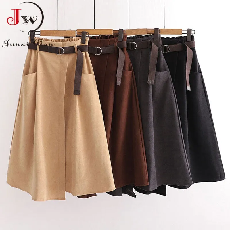 Women Casual Skirts 2021 Spring And Autumn Solid High Waist Irregular