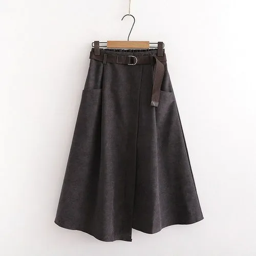 Women Casual Skirts 2021 Spring And Autumn Solid High Waist Irregular