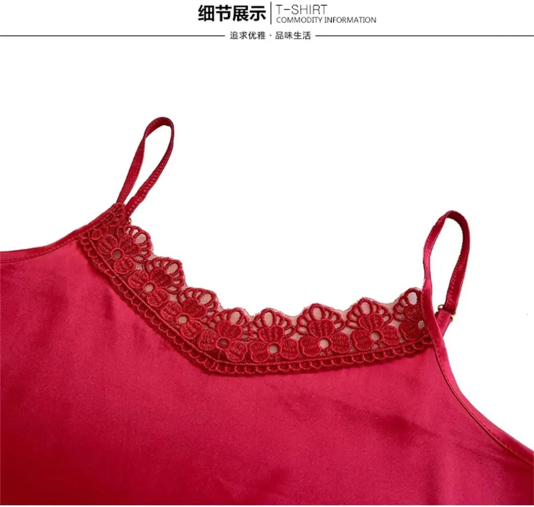 Women Sexy Lace Patchwork Tank Top Summer Sleeveless Camisole Camis Shirt
