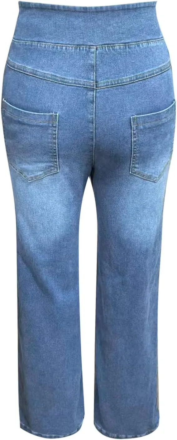 Women Sweatpant Jeans Sweatpants That Look Like Jeans High Waisted Stretchy Pull On Wide Leg Jean