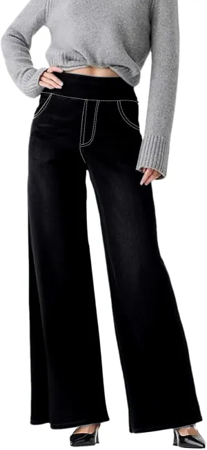 Women Sweatpant Jeans Sweatpants That Look Like Jeans High Waisted Stretchy Pull On Wide Leg Jean