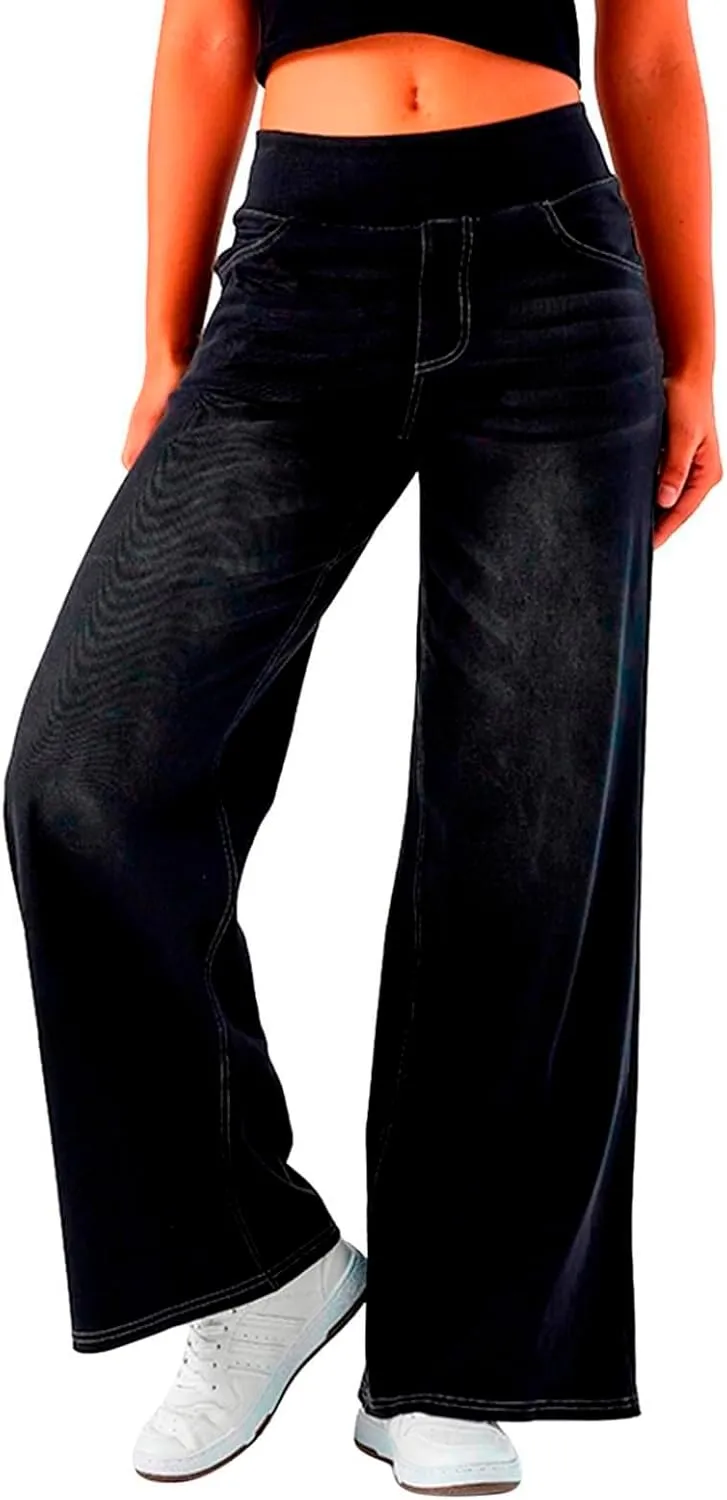 Women Sweatpant Jeans Sweatpants That Look Like Jeans High Waisted Stretchy Pull On Wide Leg Jean