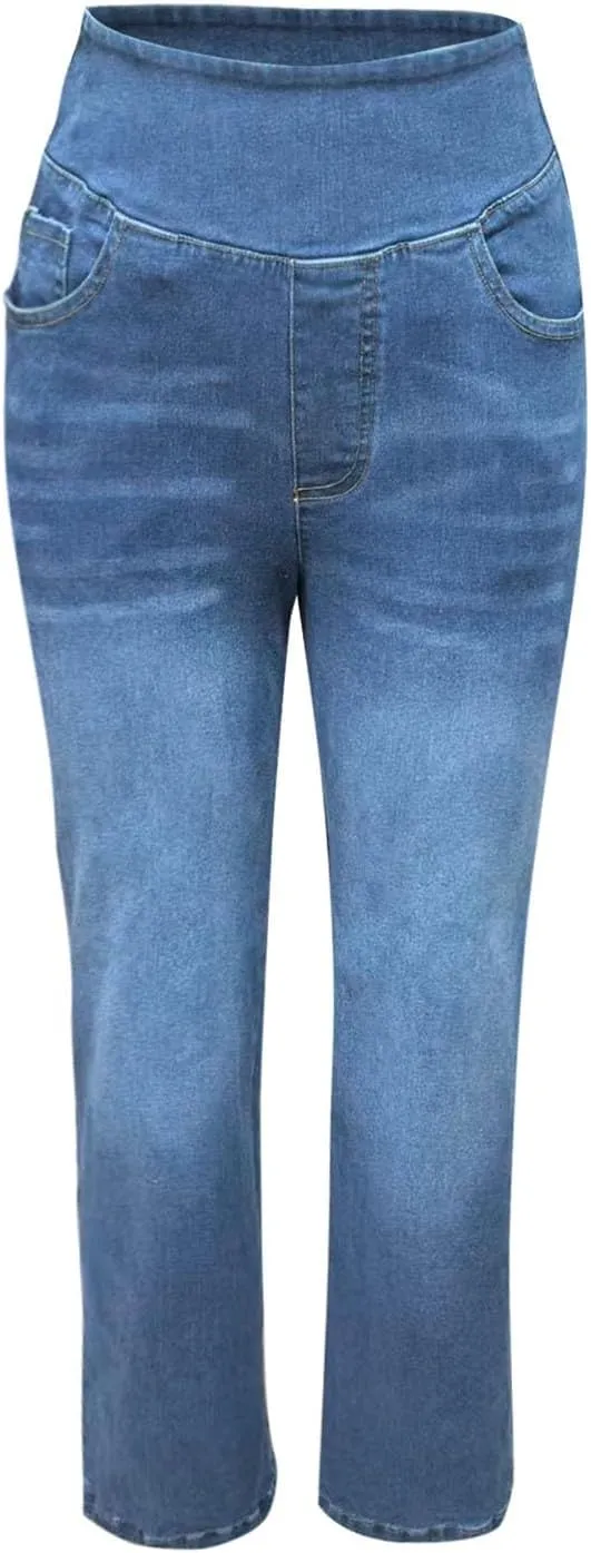 Women Sweatpant Jeans Sweatpants That Look Like Jeans High Waisted Stretchy Pull On Wide Leg Jean