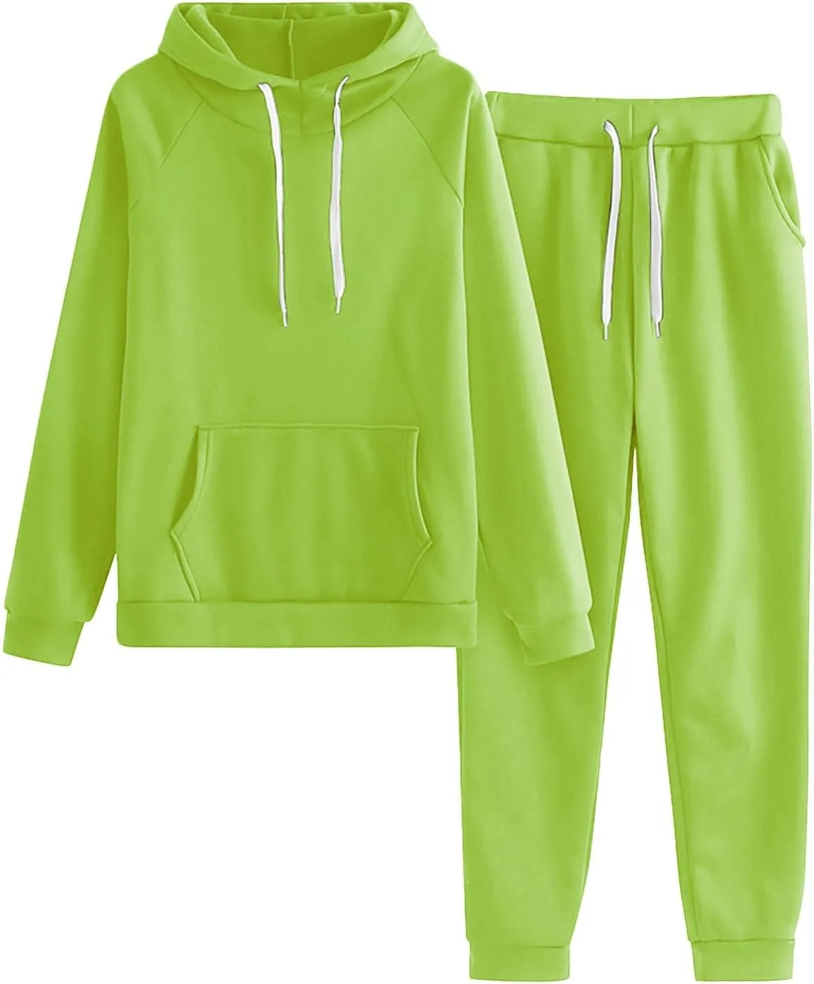 Womens 2 Piece Outfits Suit Solid Color Long Sleeved Hoodie Trousers Sweatershirt Sports Suit Warm Hooded Sport Suit