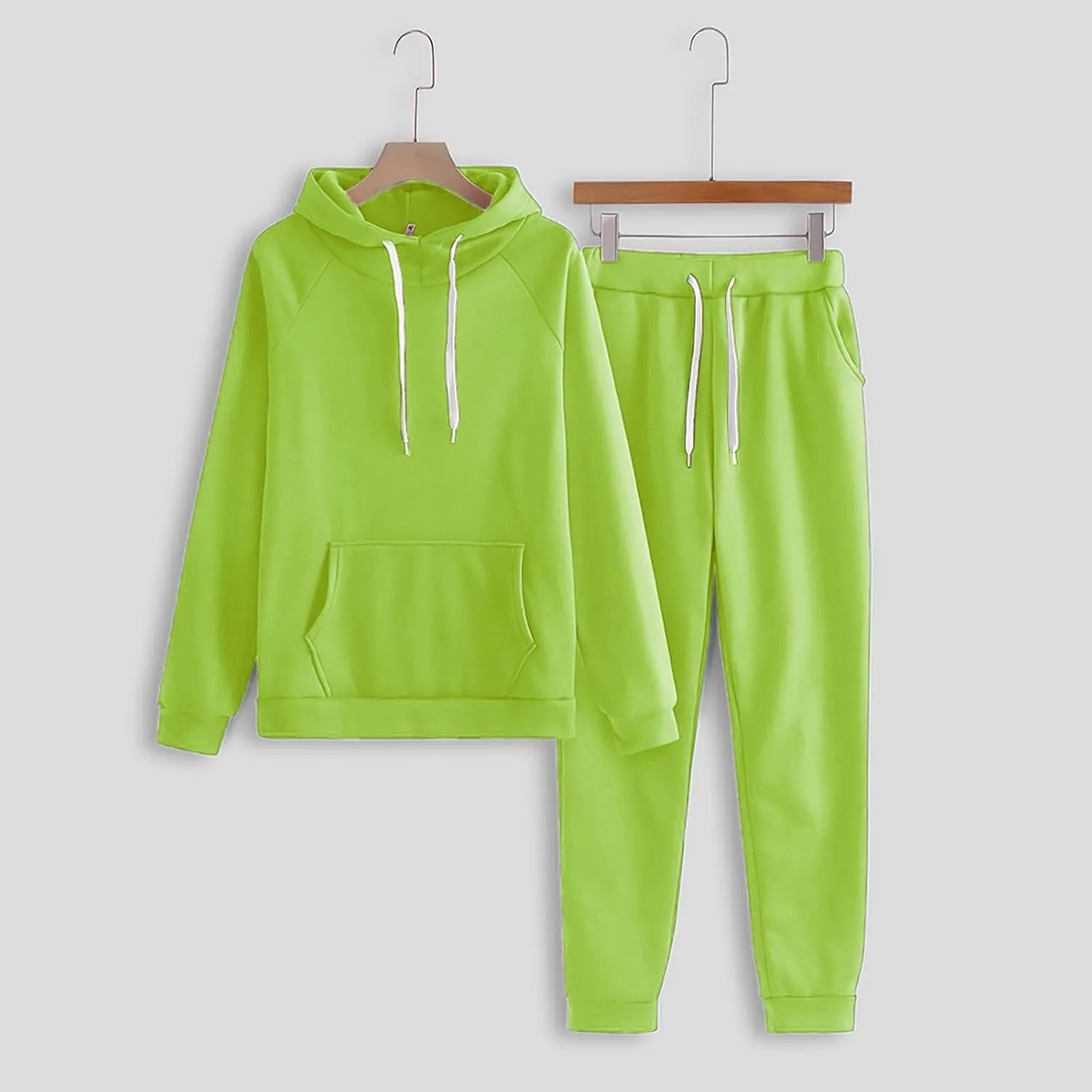 Womens 2 Piece Outfits Suit Solid Color Long Sleeved Hoodie Trousers Sweatershirt Sports Suit Warm Hooded Sport Suit