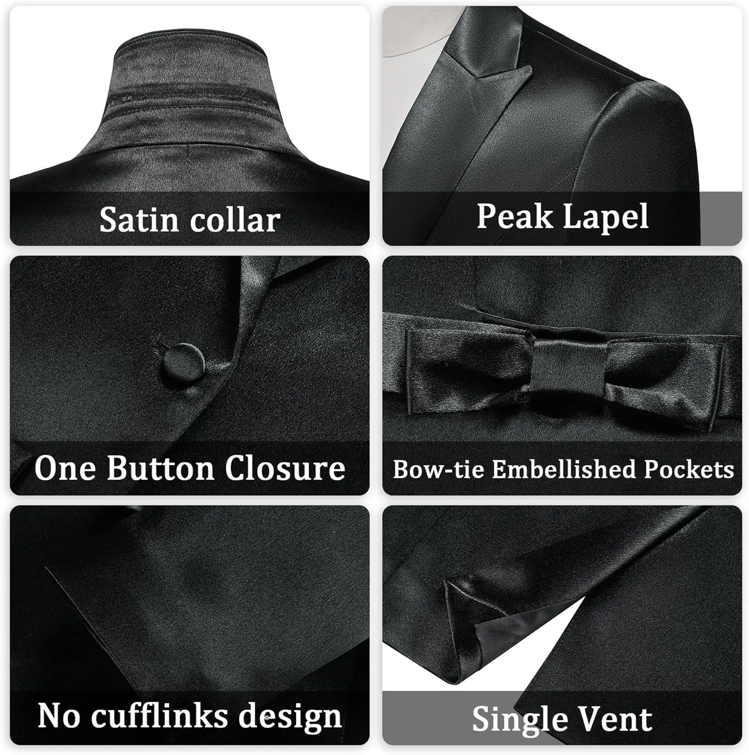 Women's 2 Piece Satin Suit Double Side Bows One Button Peaked Lapel Outfits Party Wedding Blazer Jackets and Pants Set