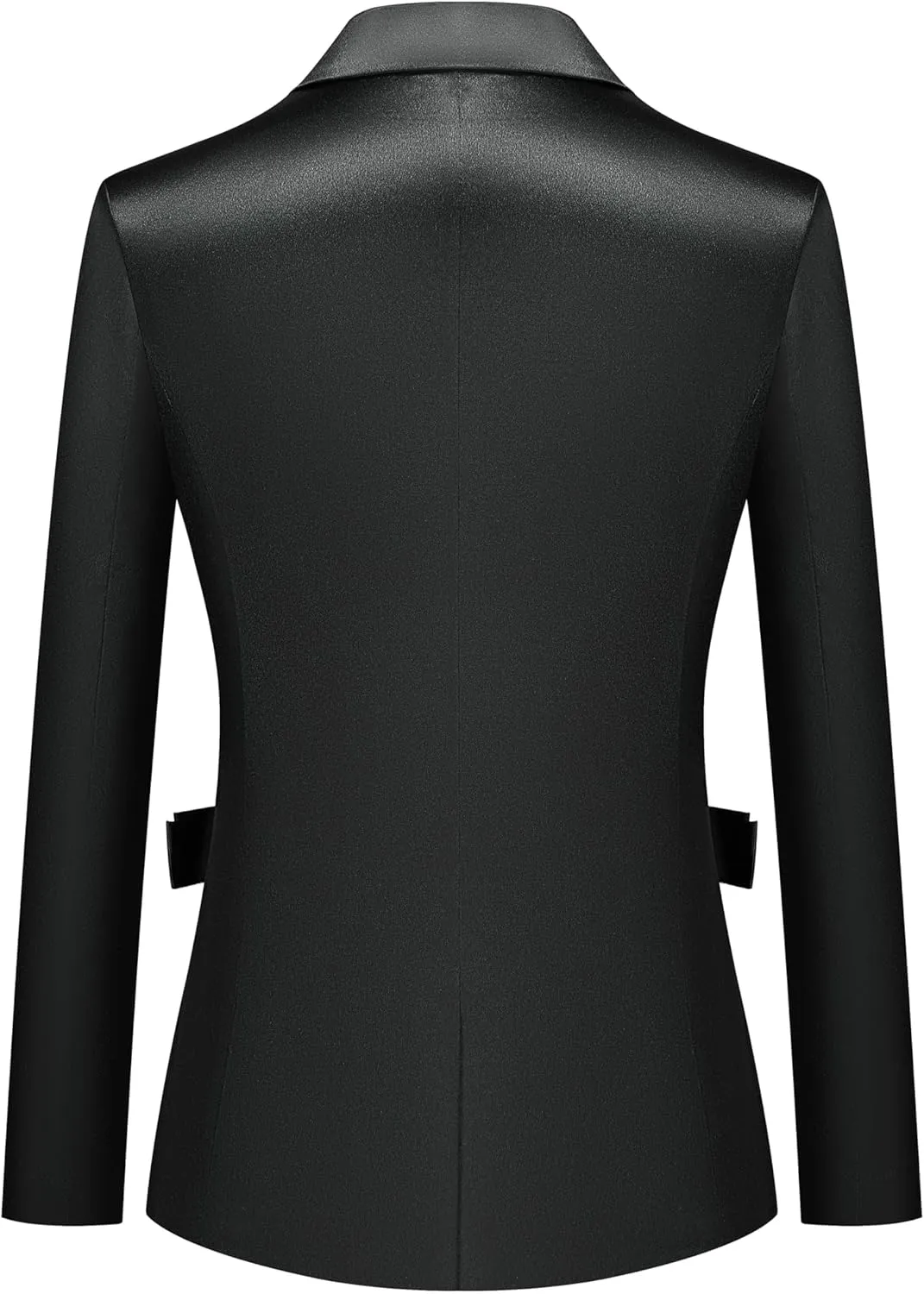 Women's 2 Piece Satin Suit Double Side Bows One Button Peaked Lapel Outfits Party Wedding Blazer Jackets and Pants Set