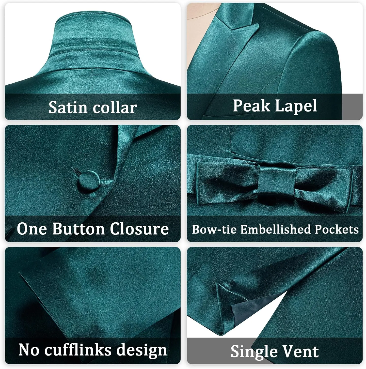 Women's 2 Piece Satin Suit Double Side Bows One Button Peaked Lapel Outfits Party Wedding Blazer Jackets and Pants Set