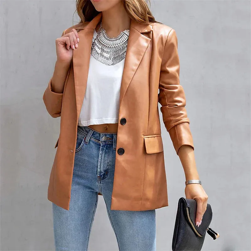 Women's Blazer Warm Breathable Outdoor Office Street Pocket Single Breasted Turndown