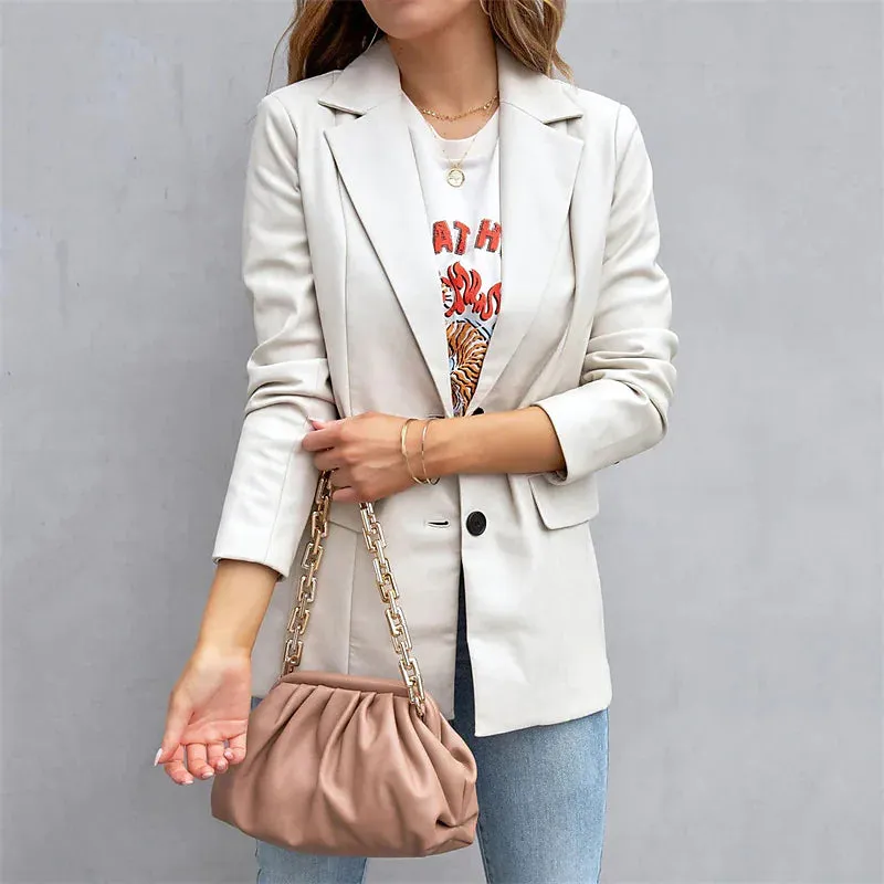Women's Blazer Warm Breathable Outdoor Office Street Pocket Single Breasted Turndown