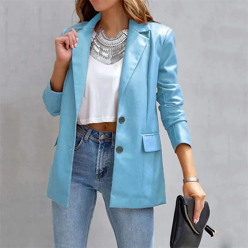 Women's Blazer Warm Breathable Outdoor Office Street Pocket Single Breasted Turndown