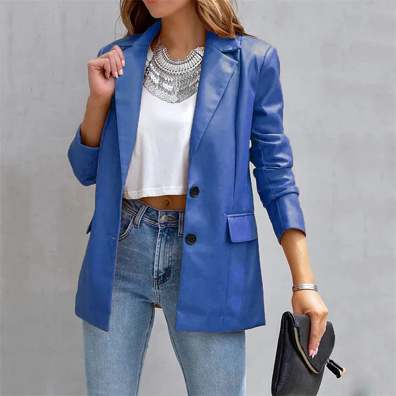 Women's Blazer Warm Breathable Outdoor Office Street Pocket Single Breasted Turndown