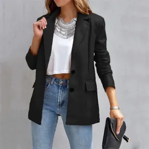 Women's Blazer Warm Breathable Outdoor Office Street Pocket Single Breasted Turndown