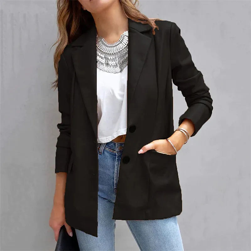 Women's Blazer Warm Breathable Outdoor Office Street Pocket Single Breasted Turndown