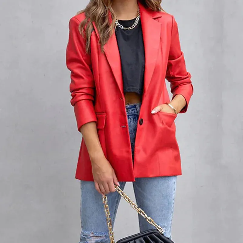 Women's Blazer Warm Breathable Outdoor Office Street Pocket Single Breasted Turndown