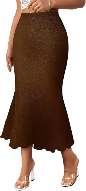Womens Fishtail Skirts Knit Pencil Skirt for Women Tummy Control High Waisted Midi Skirts Bodycon Mermaid Skirt Elegant Dress