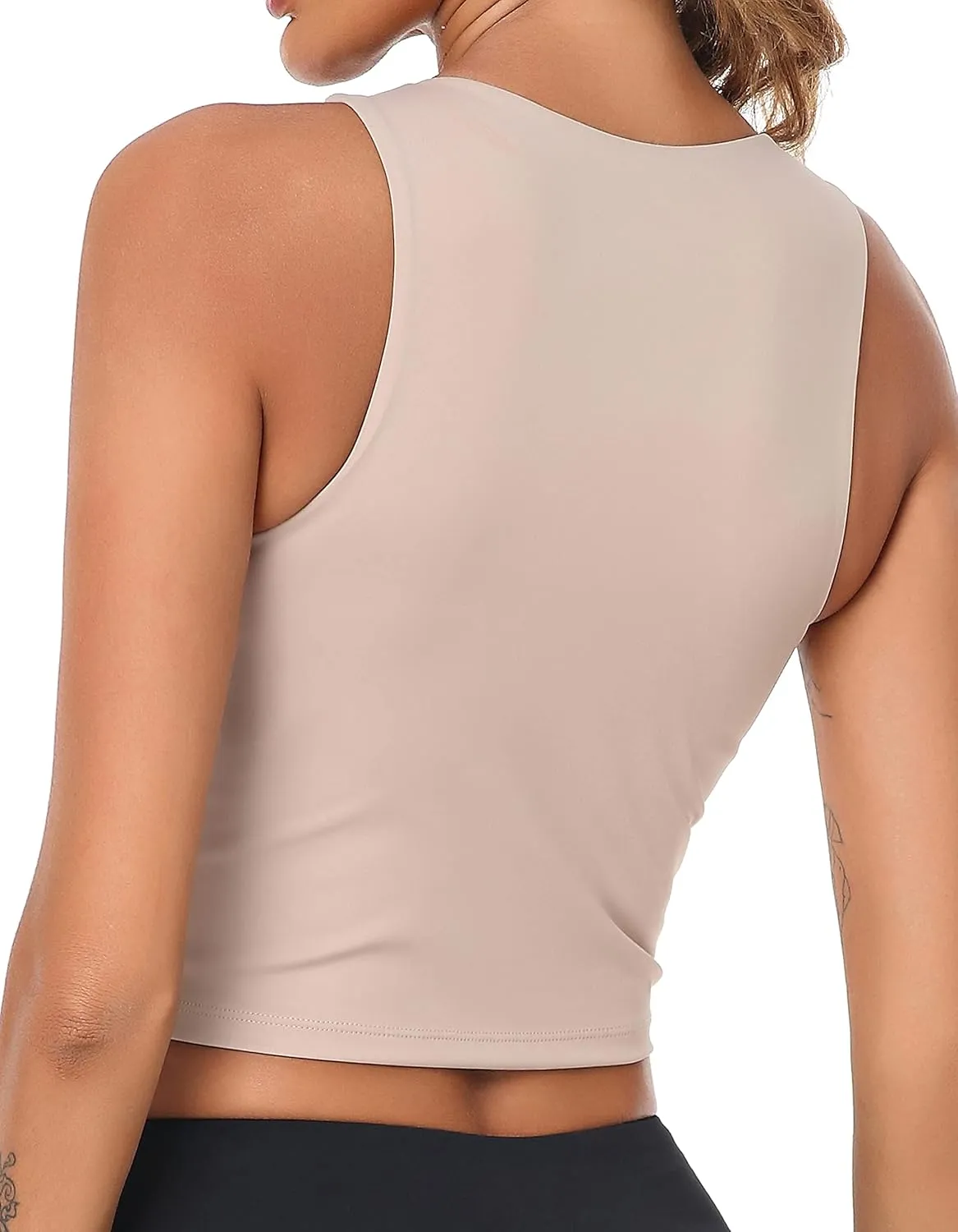 Women's High Neck Crop Top Sleeveless Racer Back Basic Workout Tank Tops Shirt