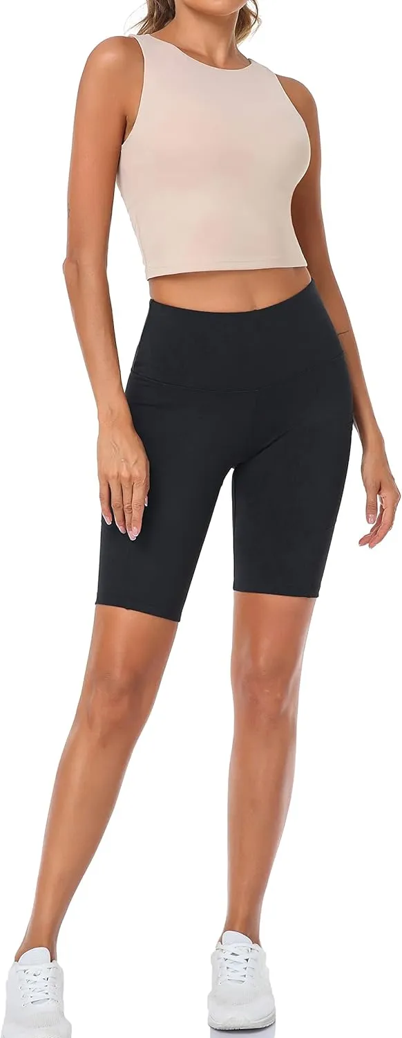 Women's High Neck Crop Top Sleeveless Racer Back Basic Workout Tank Tops Shirt