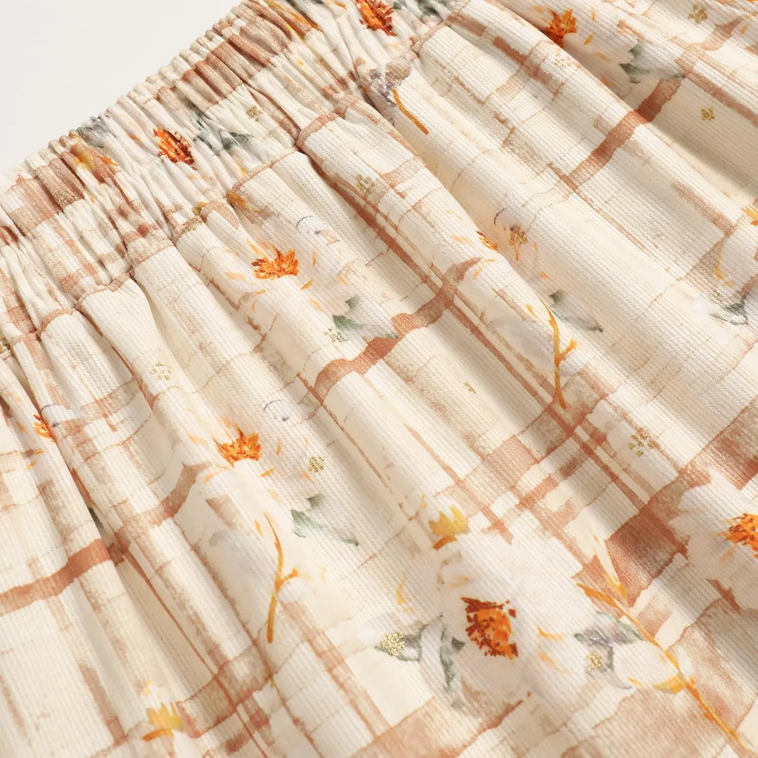 Women's High-Waisted Printed Skirt Elasticated Waist Autumn-Winter Skirt with Pockets and Pleated MIDI Skirt