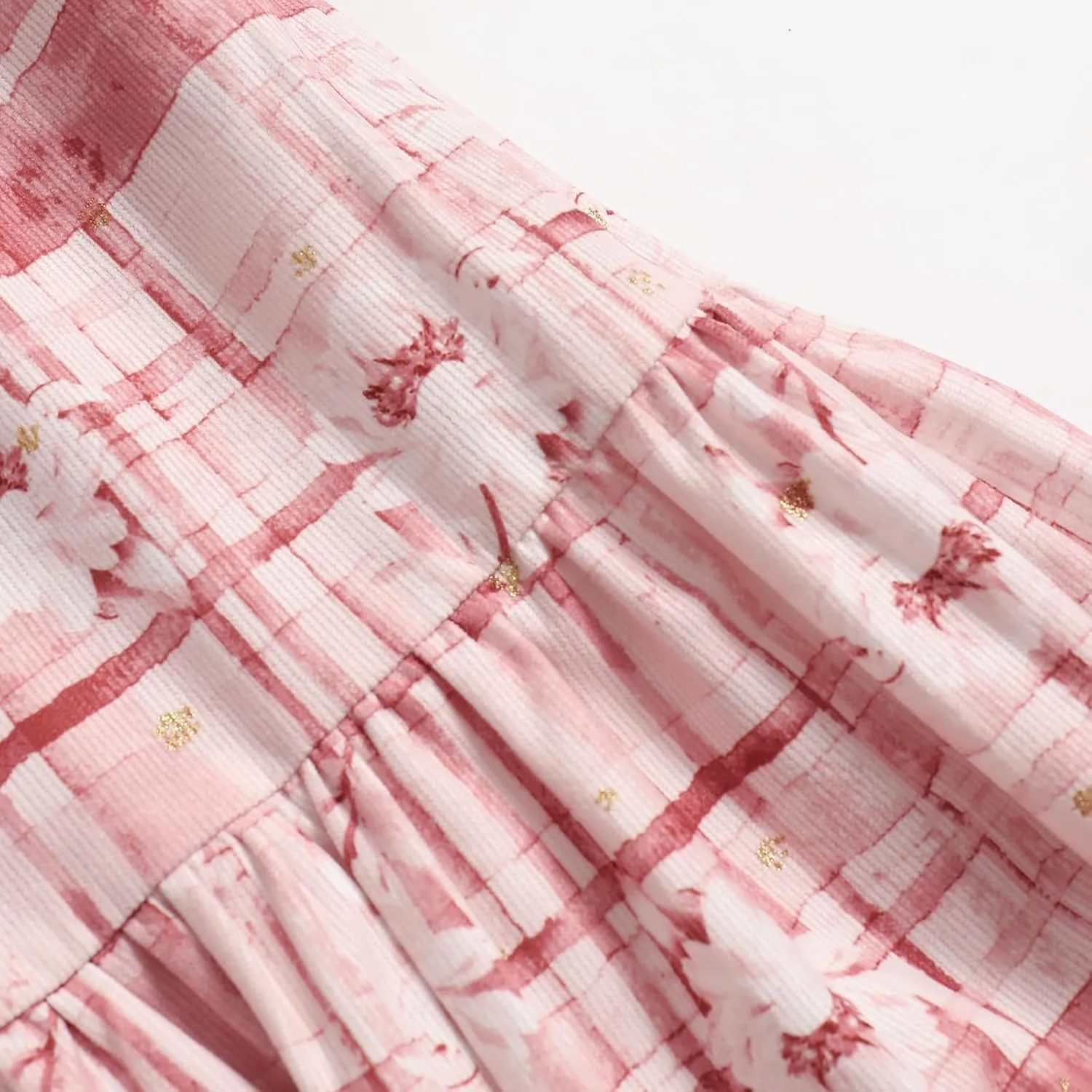 Women's High-Waisted Printed Skirt Elasticated Waist Autumn-Winter Skirt with Pockets and Pleated MIDI Skirt