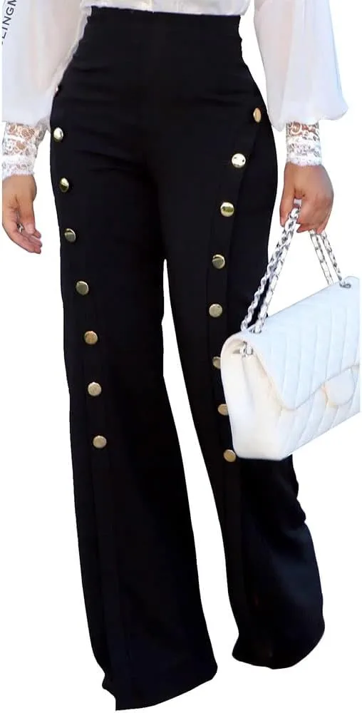 Women's High Waisted Stretchy Bootcut Pull On Dress Pants Casual Work Pants Curves Trousers