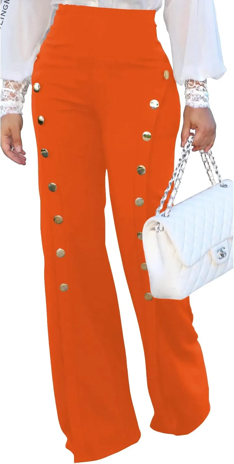 Women's High Waisted Stretchy Bootcut Pull On Dress Pants Casual Work Pants Curves Trousers