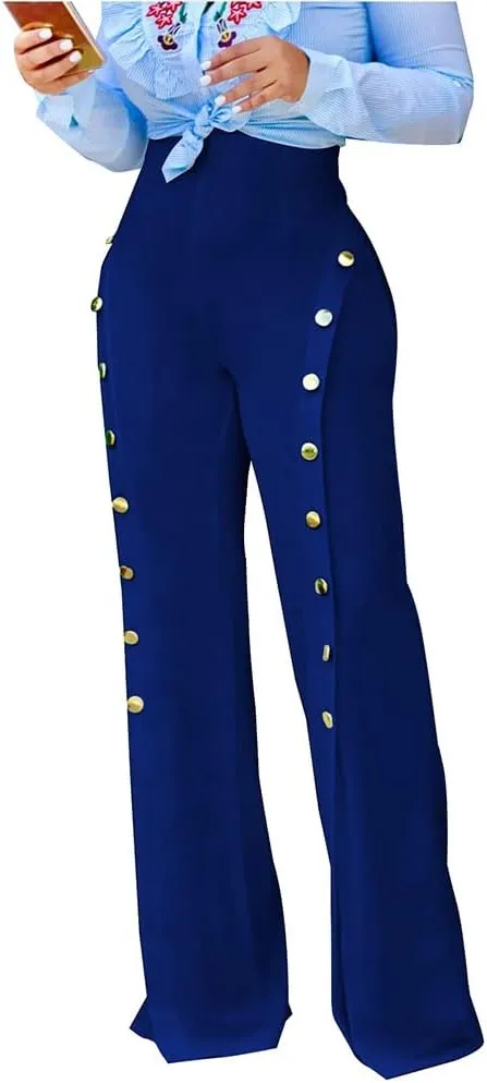 Women's High Waisted Stretchy Bootcut Pull On Dress Pants Casual Work Pants Curves Trousers