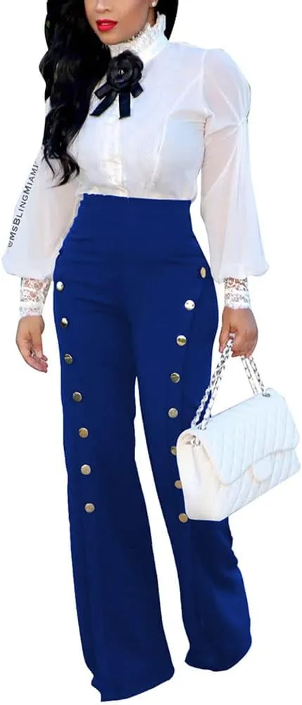 Women's High Waisted Stretchy Bootcut Pull On Dress Pants Casual Work Pants Curves Trousers