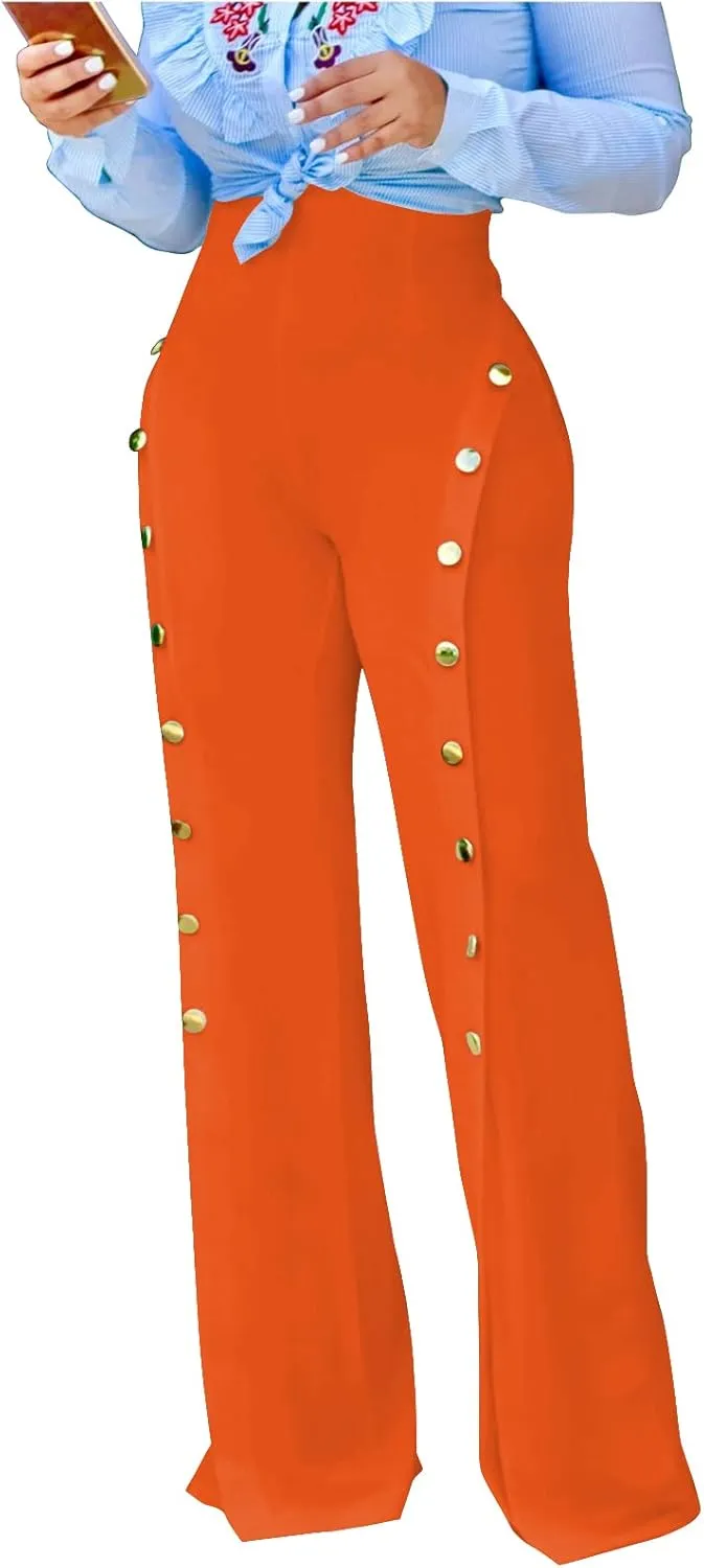 Women's High Waisted Stretchy Bootcut Pull On Dress Pants Casual Work Pants Curves Trousers